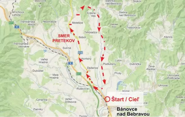 Mapa pretekov s hromadným štartom pre Majstrovstvá SR a ČR v cyklistike 2021