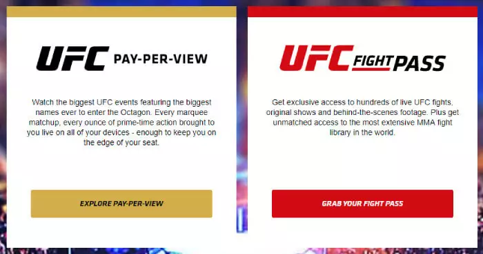 Sledujte UFC Pay-Per-View, alebo UFC Pass 