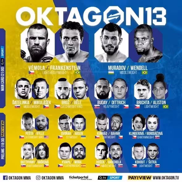 Oktagon 13 MMA FightCard - program zápasov
