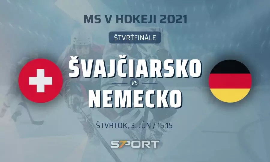 Štvrťfinále MS v hokeji 2021: Švajčiarsko - Nemecko naživo