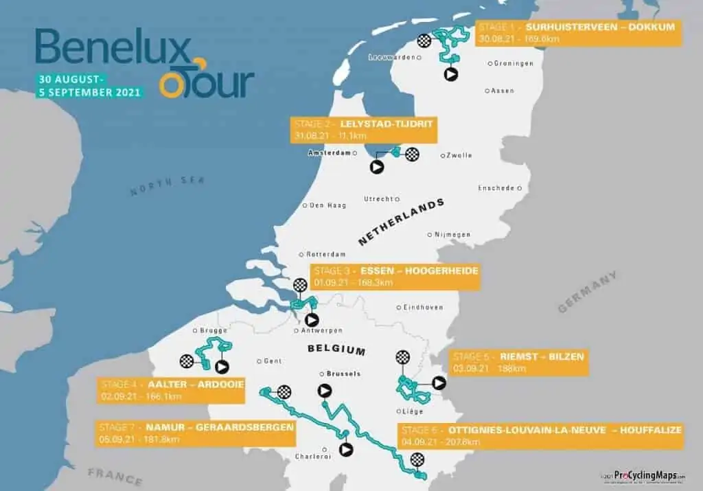 Mapa pretekov Okolo Beneluxu 2021