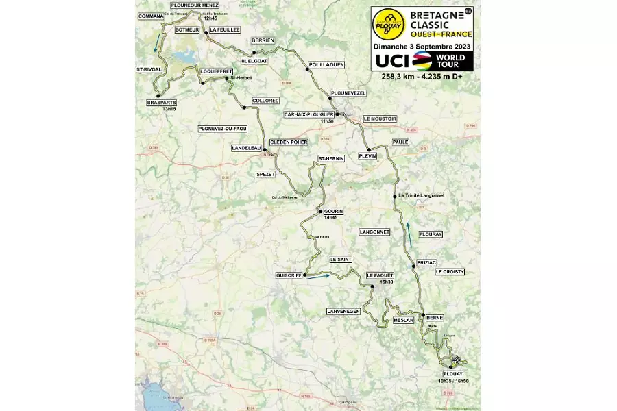 Trasa pretekov Bretagne Classic 2023