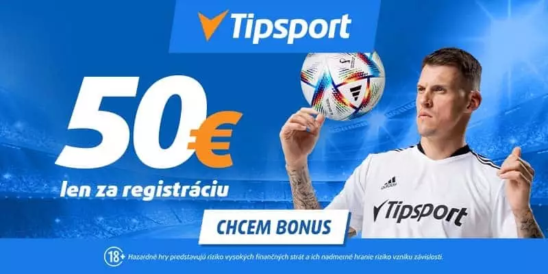 Tipsport bonus 50 Eur zadarmo
