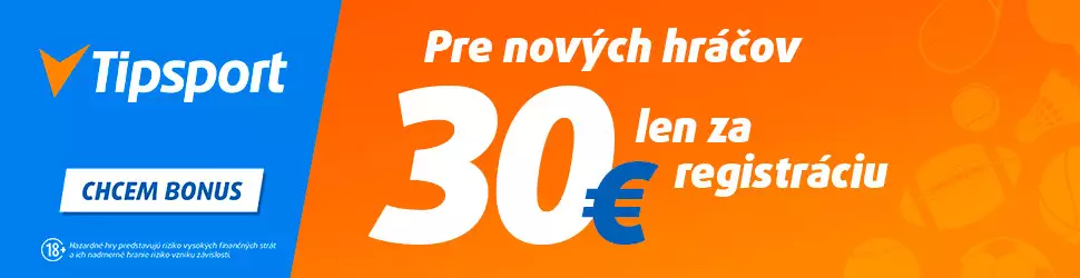 Tipsport bonus 30 eur bez vkladu pre nových hráčov
