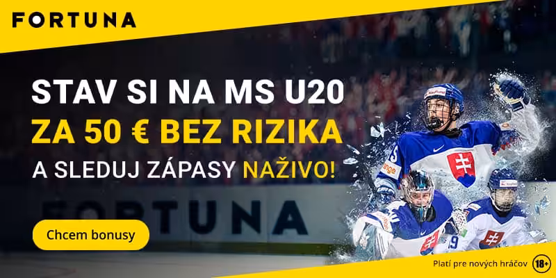 MS v hokeji do 20 rokov live na Fortuna TV