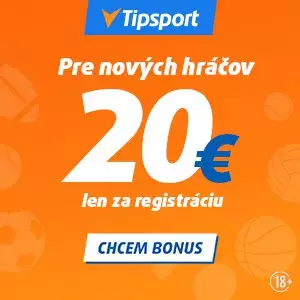 Tipsport bonus 20 eur za registráciu