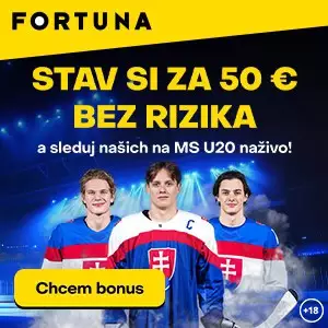 Fortuna bonus 50€ bez rizika MS v hokeji do 20 rokov