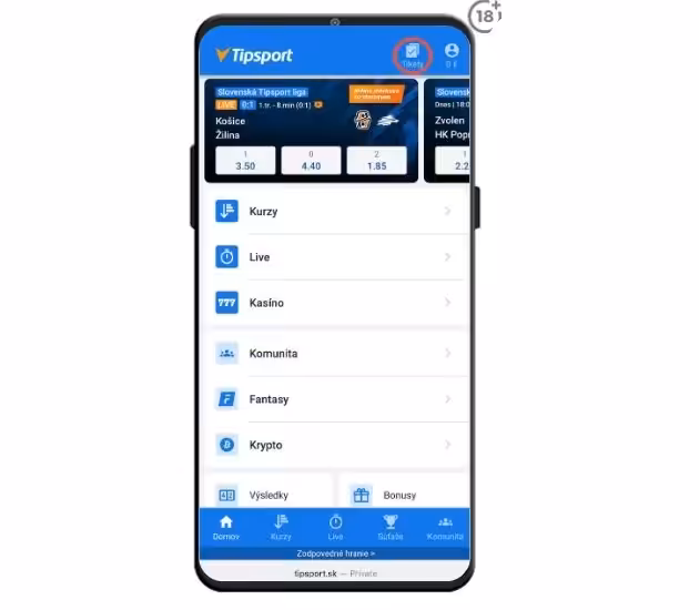 Ako overiť tiket na mobile v účte Tipsport