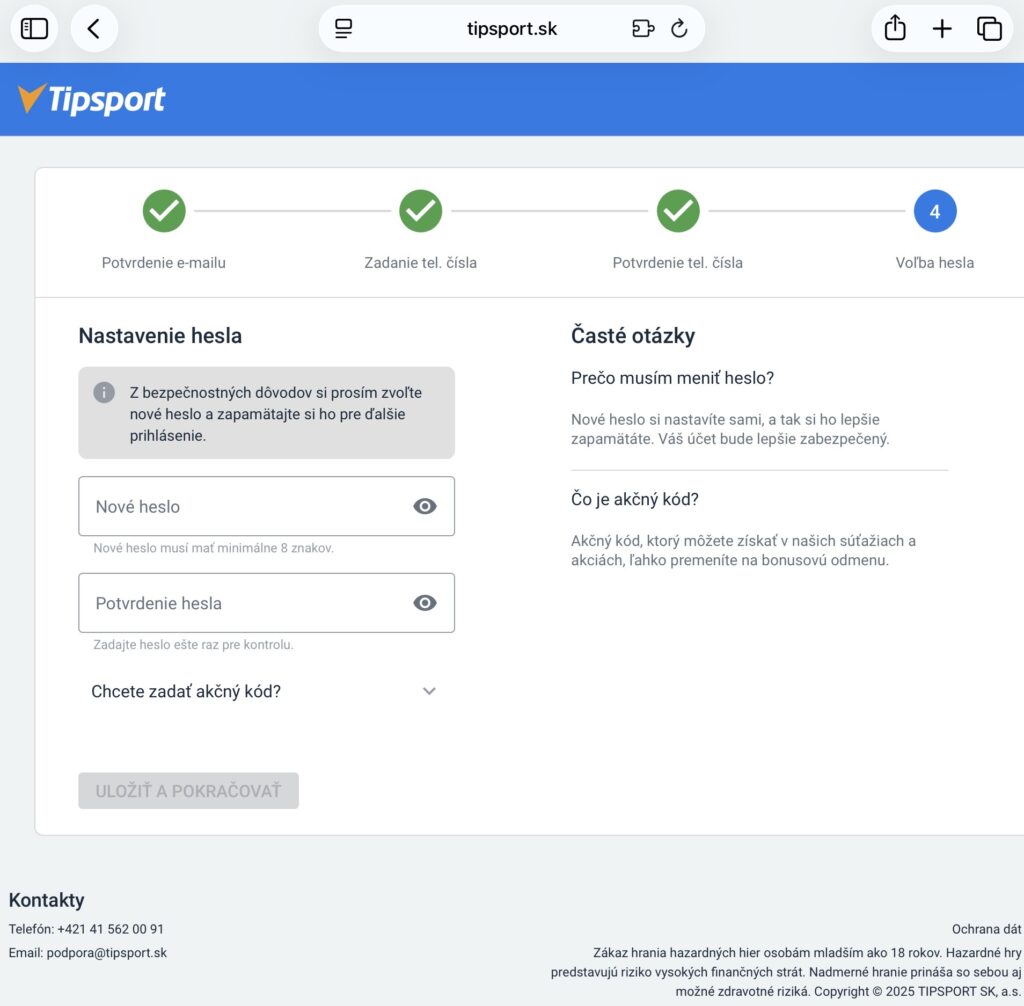 Tipsport registrácia a prihlásenie