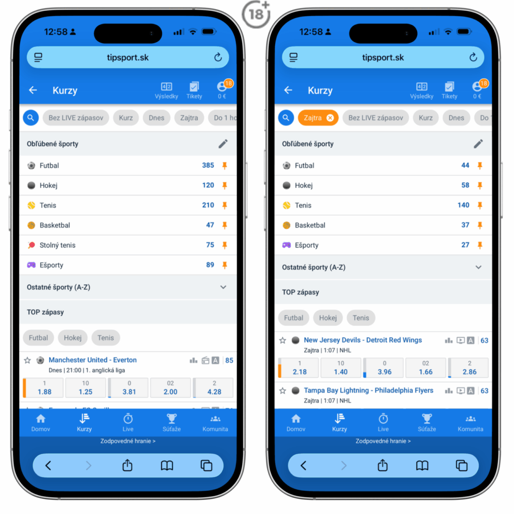 Tipsport kurzová ponuka
