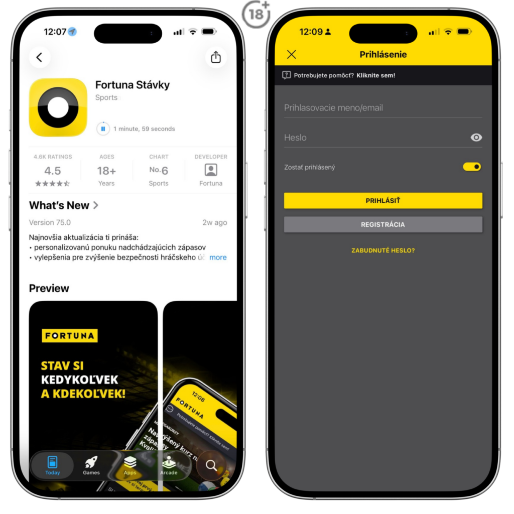 Fortuna registrácia a prihlásenie