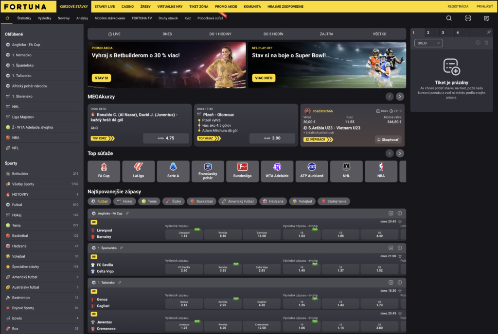 Fortuna kurzová ponuka