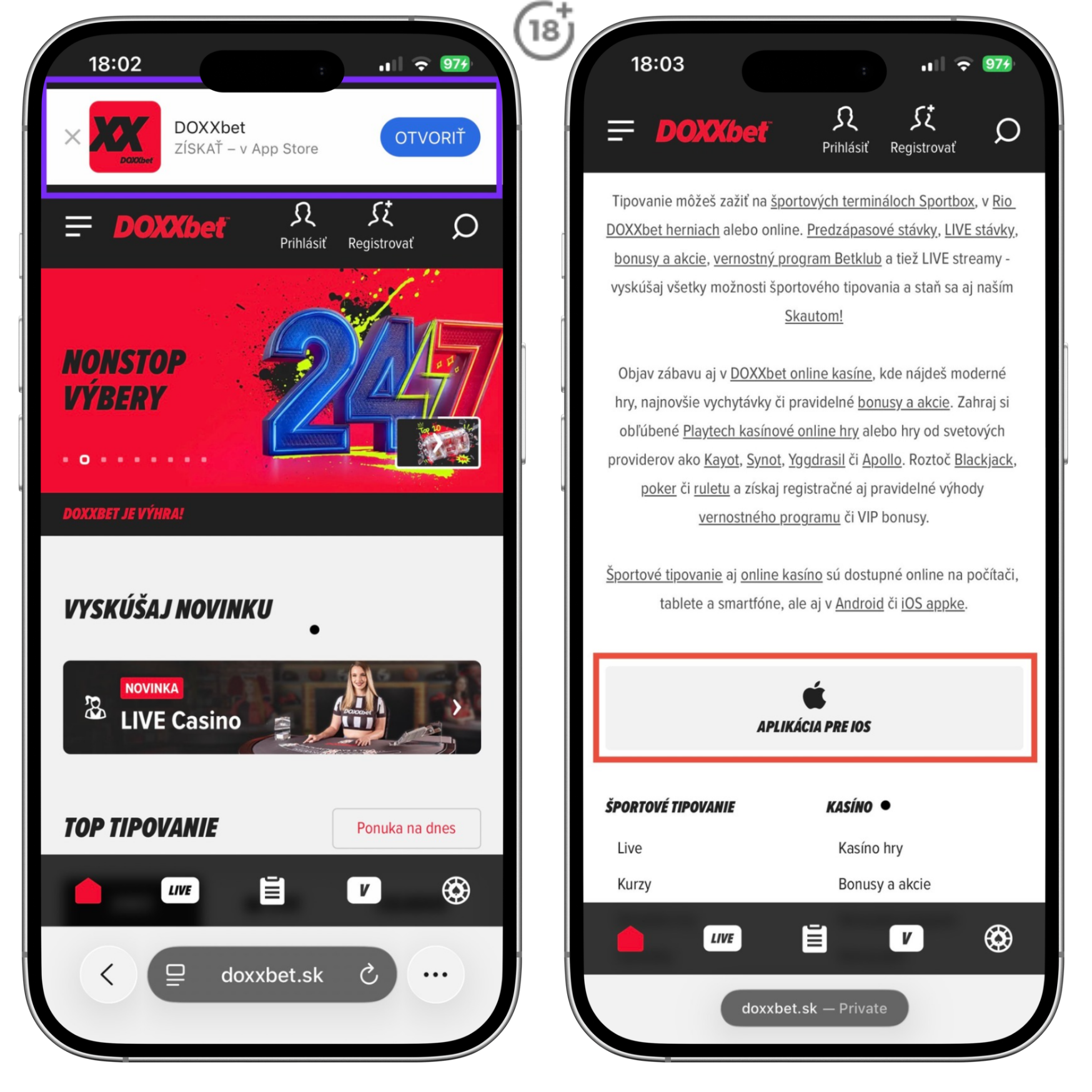Ako stiahnuť aplikáciu DOXXbet pre iOS